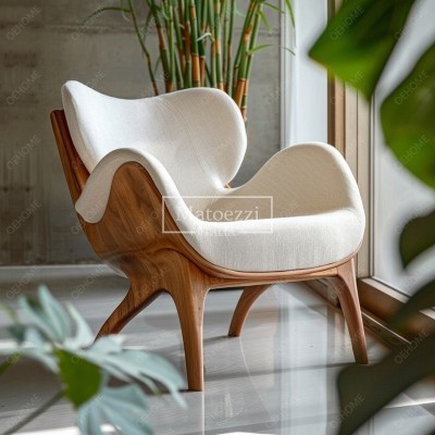 Italian Light Luxury Lounge Chair Living Room Solid Wood Frame Armchair Oak Wood Leg Lint Mat Single Sofa Chair