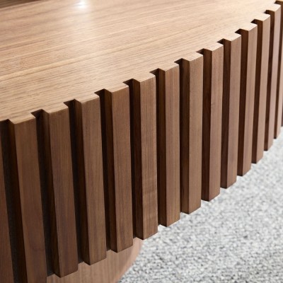 Modern Handcrafted Wooden Drum Coffee Table Oval Small with Pedestal Base Decorative for Living Room Home Furniture