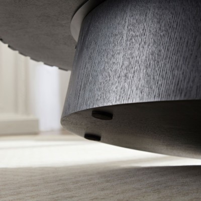 Modern Handcrafted Wooden Drum Coffee Table Oval Small with Pedestal Base Decorative for Living Room Home Furniture