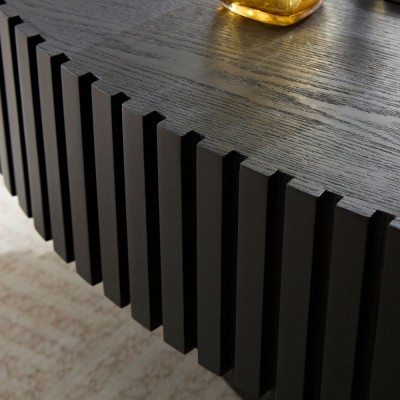 Modern Handcrafted Wooden Drum Coffee Table Oval Small with Pedestal Base Decorative for Living Room Home Furniture