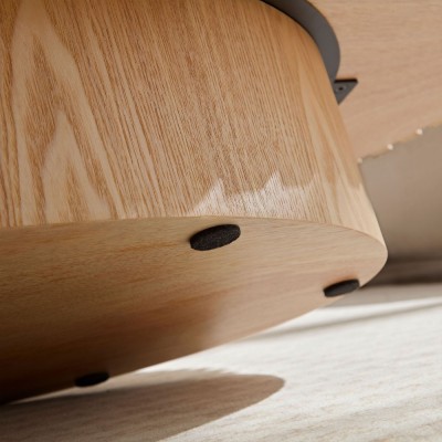 Modern Handcrafted Wooden Drum Coffee Table Oval Small with Pedestal Base Decorative for Living Room Home Furniture