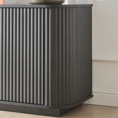 64-Inch Modern Wavy TV Stand Wooden Storage Cabinet Press-to-Open Doors Durable Eco-Friendly Home Furniture for Living Room