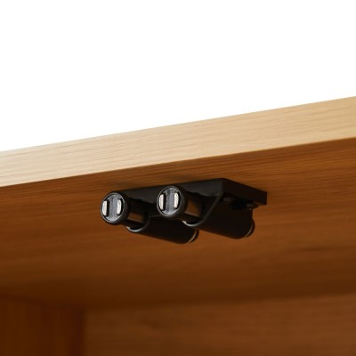 64-Inch Modern Wavy TV Stand Wooden Storage Cabinet Press-to-Open Doors Durable Eco-Friendly Home Furniture for Living Room