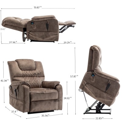 Electric Lift Recliner Chair Modern Design Motor 180 Full Flat Power Lounge Extendable Metal Legs Elderly Oversized 25'' Seat
