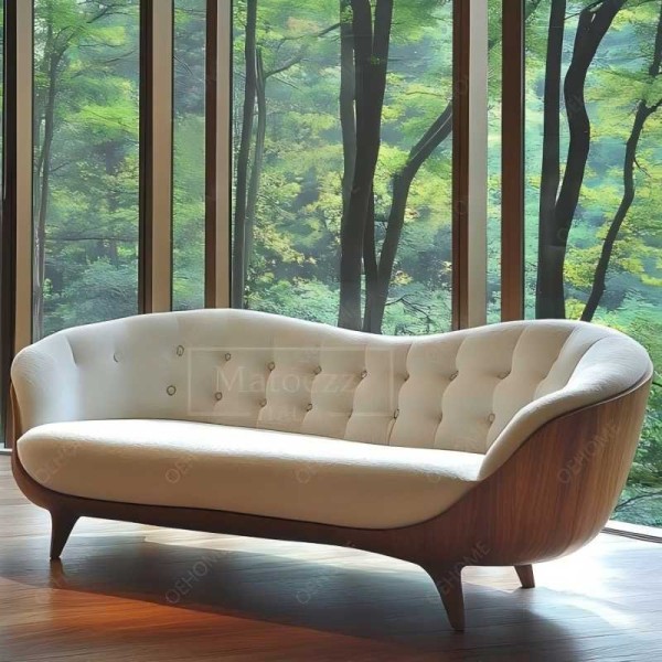 Modern Wooden Sofa Set Furniture Living Room Minimalist Style Wood Frame Foam Cushion Durable Upholstered Seating