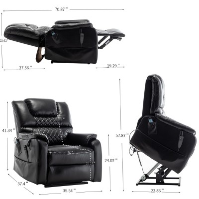 Electric Lift Recliner Chair Modern Design Motor 180 Full Flat Power Lounge Extendable Metal Legs Elderly Oversized 25'' Seat