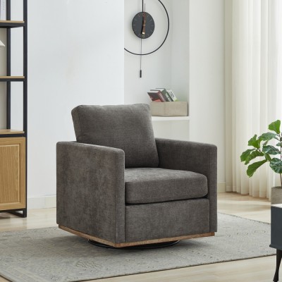 30.7" Square Modern Ergonomic Upholstered Swivel Accent Chair 360 Comfy Lounge Armchair Living Room Bedroom Apartment Home Villa
