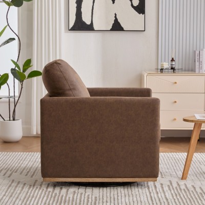 30.7" Square Modern Ergonomic Upholstered Swivel Accent Chair 360 Comfy Lounge Armchair Living Room Bedroom Apartment Home Villa