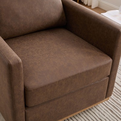 30.7" Square Modern Ergonomic Upholstered Swivel Accent Chair 360 Comfy Lounge Armchair Living Room Bedroom Apartment Home Villa