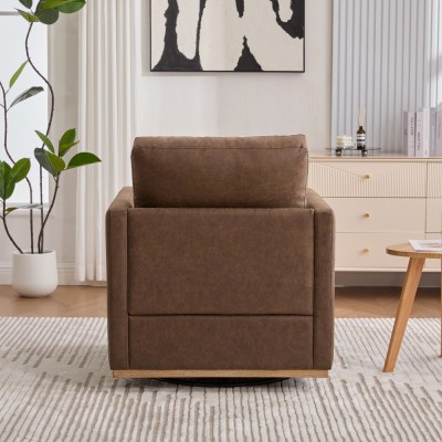 30.7" Square Modern Ergonomic Upholstered Swivel Accent Chair 360 Comfy Lounge Armchair Living Room Bedroom Apartment Home Villa