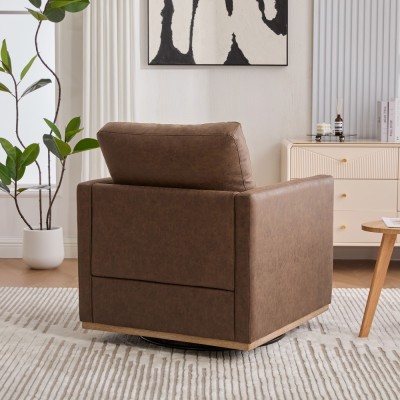 30.7" Square Modern Ergonomic Upholstered Swivel Accent Chair 360 Comfy Lounge Armchair Living Room Bedroom Apartment Home Villa