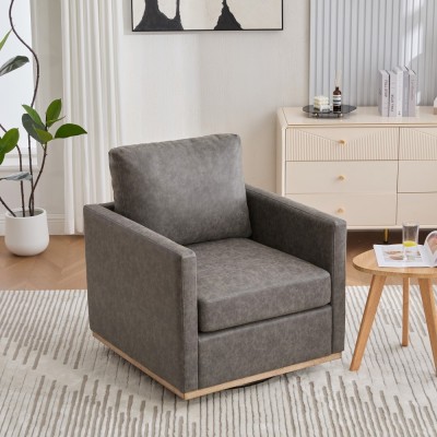 30.7" Square Modern Ergonomic Upholstered Swivel Accent Chair 360 Comfy Lounge Armchair Living Room Bedroom Apartment Home Villa