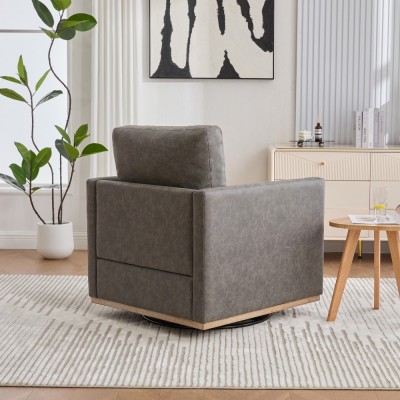 30.7" Square Modern Ergonomic Upholstered Swivel Accent Chair 360 Comfy Lounge Armchair Living Room Bedroom Apartment Home Villa