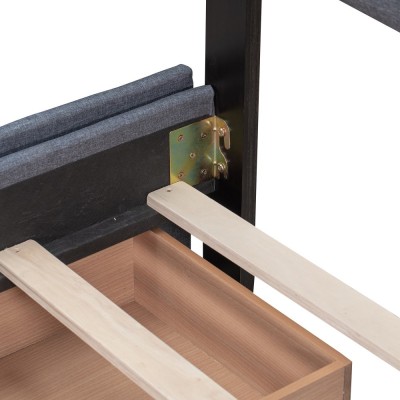 Upholstered Platform Bed Modern Headboard 4 Drawers Eco-Friendly Durable Design No Box Spring Needed Linen Fabric Queen Soft Bed