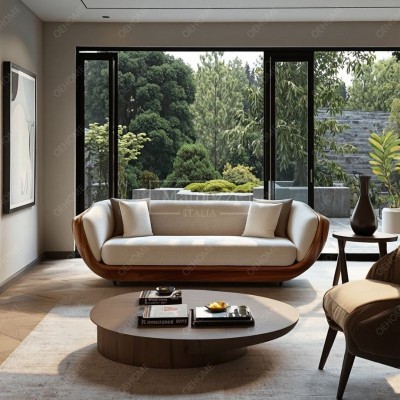 Modern Home Interior Design Comfortable Foam Cushion Wooden Frame Solid Wood Sofa Set Furniture for Living Room