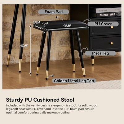 Modern LED Wood Makeup Vanity Desk with Retractable Mirror Lights Dressing Table Drawers Compact Cabinet Hotel Bedroom Use