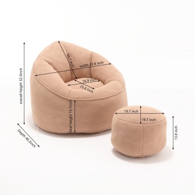 Bean Bag Sofa Chair High Pressure Foam Padded Modern Design Durable Living Room & Home Office Footrest