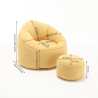 Bean Bag Sofa Chair High Pressure Foam Padded Modern Design Durable Living Room & Home Office Footrest