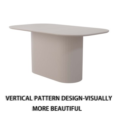 MDF Eco-Friendly Durable Cream Style Dining Table 4-8 Person Vertical Striped Legs Thick Elegant Home Kitchen Table