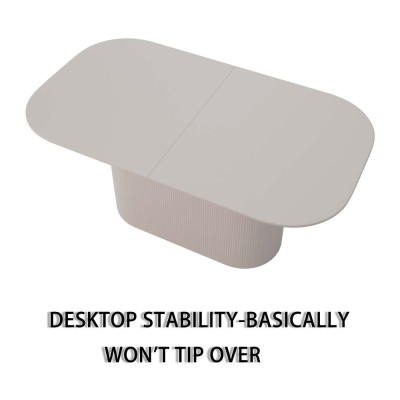 MDF Eco-Friendly Durable Cream Style Dining Table 4-8 Person Vertical Striped Legs Thick Elegant Home Kitchen Table