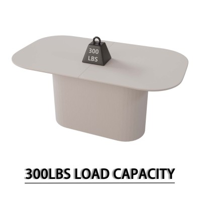 MDF Eco-Friendly Durable Cream Style Dining Table 4-8 Person Vertical Striped Legs Thick Elegant Home Kitchen Table