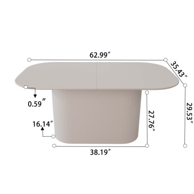 MDF Eco-Friendly Durable Cream Style Dining Table 4-8 Person Vertical Striped Legs Thick Elegant Home Kitchen Table