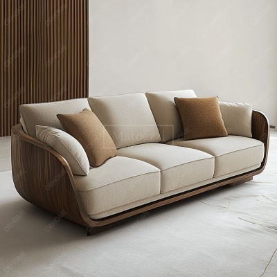 European Style Minimalist Living Room Modern Luxury White Leisure Wooden Leg Sofa Set Furniture Lounge Suite Couches Sofa