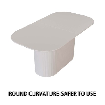 MDF Eco-Friendly Durable Cream Style Dining Table 4-8 Person Vertical Striped Legs Thick Elegant Home Kitchen Table