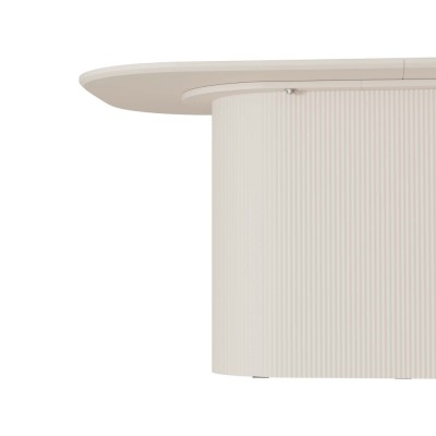 MDF Eco-Friendly Durable Cream Style Dining Table 4-8 Person Vertical Striped Legs Thick Elegant Home Kitchen Table