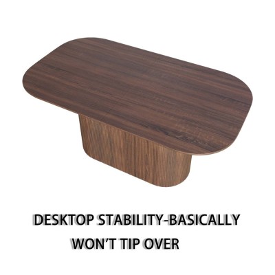 MDF Eco-Friendly Durable Cream Style Dining Table 4-8 Person Vertical Striped Legs Thick Elegant Home Kitchen Table