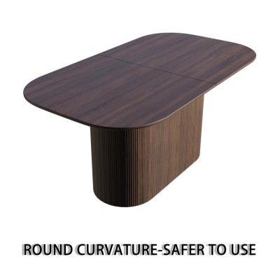 MDF Eco-Friendly Durable Cream Style Dining Table 4-8 Person Vertical Striped Legs Thick Elegant Home Kitchen Table