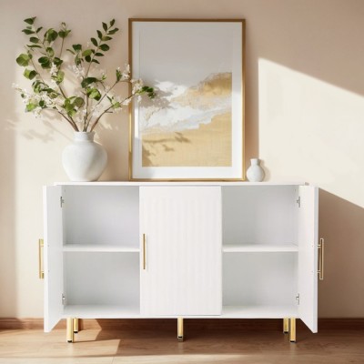 3-Door Large Storage Sideboard with Gold Handles for Kitchen, Dining Room and Living Room