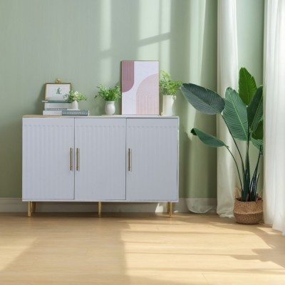 3-Door Large Storage Sideboard with Gold Handles for Kitchen, Dining Room and Living Room