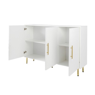 3-Door Large Storage Sideboard with Gold Handles for Kitchen, Dining Room and Living Room
