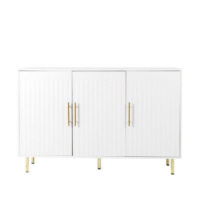 3-Door Large Storage Sideboard with Gold Handles for Kitchen, Dining Room and Living Room