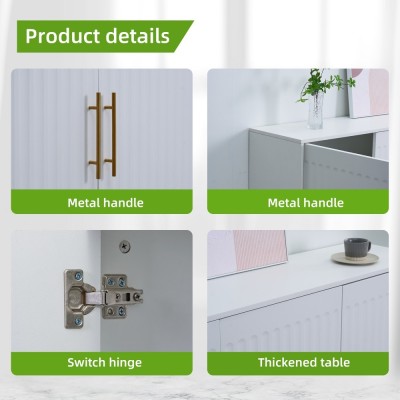 3-Door Large Storage Sideboard with Gold Handles for Kitchen, Dining Room and Living Room