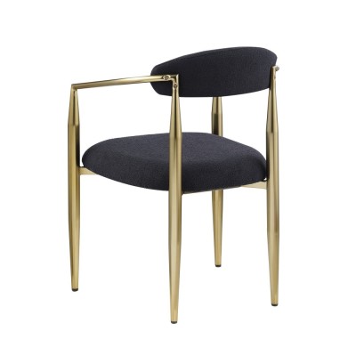 Dining Chairs Set 2 Mid-Century Modern Dining Chairs Boucle Backrest Velvet Upholstery Eco-Friendly Durable Black Metal