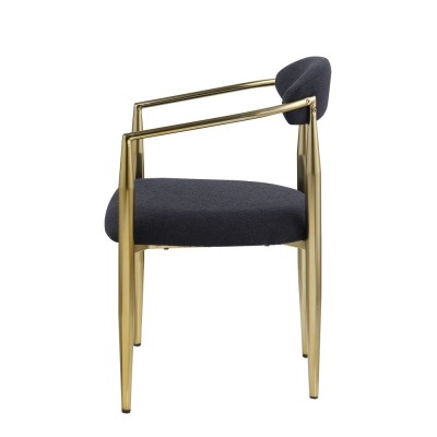 Dining Chairs Set 2 Mid-Century Modern Dining Chairs Boucle Backrest Velvet Upholstery Eco-Friendly Durable Black Metal