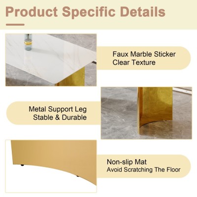 Modern Minimalist Dining Table Black Patterned Glass Desktop Golden Metal Legs Eco-friendly Durable Home Furniture for Hotels