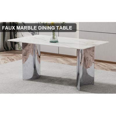 Modern Minimalist Dining Table Black Patterned Glass Desktop Golden Metal Legs Eco-friendly Durable Home Furniture for Hotels