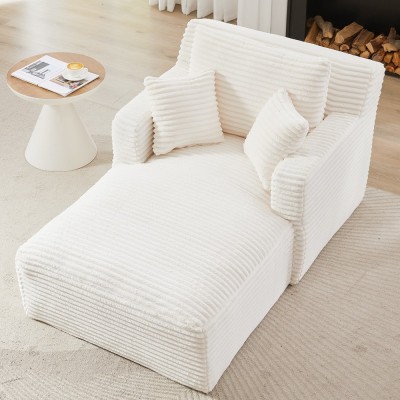 Indoor Single Chaise Sofa, Modern Corduroy Upholstery, No Assembly Required,Comfy Sleeper for Living Room,Office,Apartment