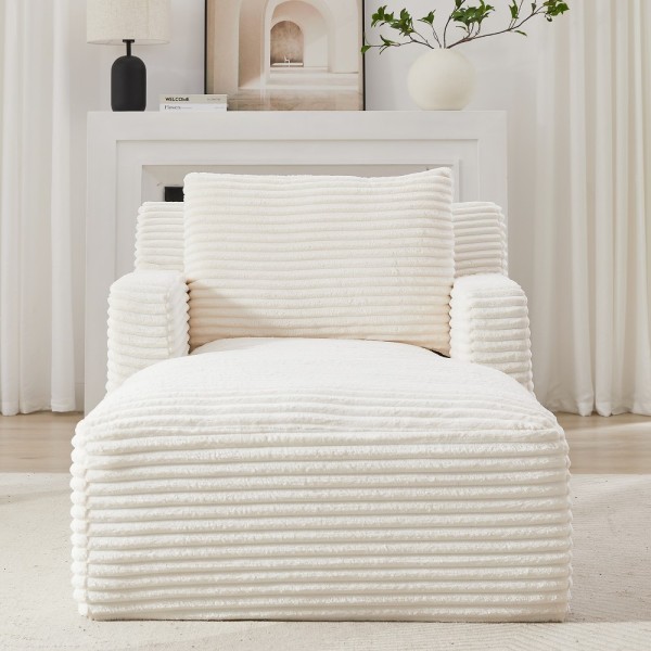 Indoor Single Chaise Sofa, Modern Corduroy Upholstery, No Assembly Required,Comfy Sleeper for Living Room,Office,Apartment