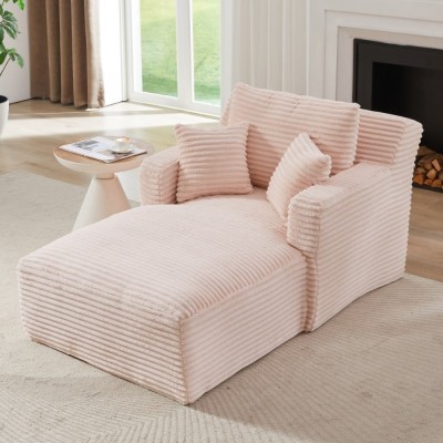 Indoor Single Chaise Sofa, Modern Corduroy Upholstery, No Assembly Required,Comfy Sleeper for Living Room,Office,Apartment