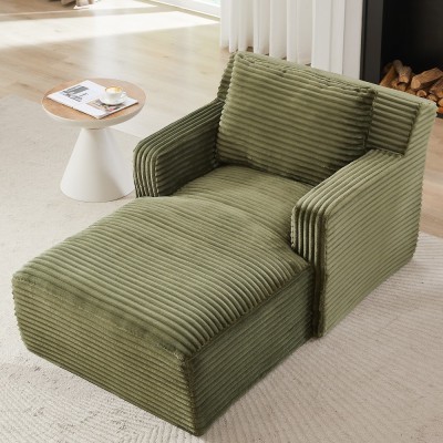 Indoor Single Chaise Sofa, Modern Corduroy Upholstery, No Assembly Required,Comfy Sleeper for Living Room,Office,Apartment