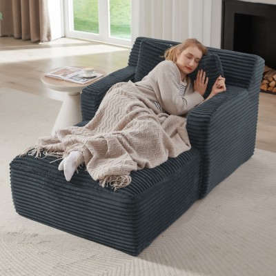 Indoor Single Chaise Sofa, Modern Corduroy Upholstery, No Assembly Required,Comfy Sleeper for Living Room,Office,Apartment