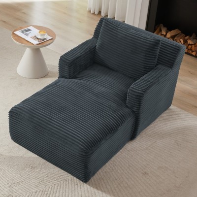Indoor Single Chaise Sofa, Modern Corduroy Upholstery, No Assembly Required,Comfy Sleeper for Living Room,Office,Apartment