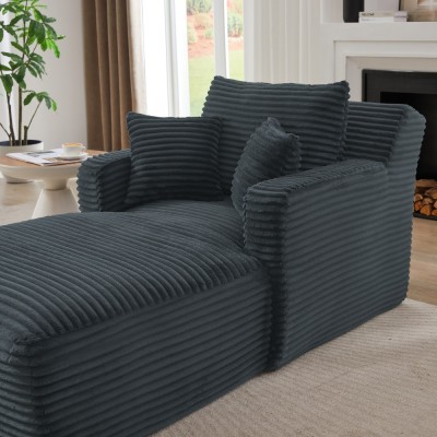 Indoor Single Chaise Sofa, Modern Corduroy Upholstery, No Assembly Required,Comfy Sleeper for Living Room,Office,Apartment