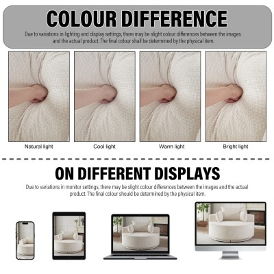 55-inch Fluffy Modern Round Single Sofa,No Assembly Required,Premium Corduroy & Chenille,Comfy Sleeper Chair for Living Room