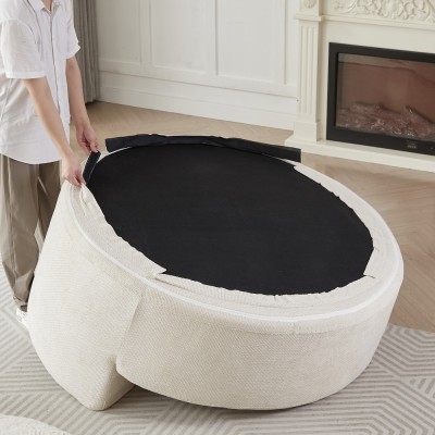 55-inch Fluffy Modern Round Single Sofa,No Assembly Required,Premium Corduroy & Chenille,Comfy Sleeper Chair for Living Room