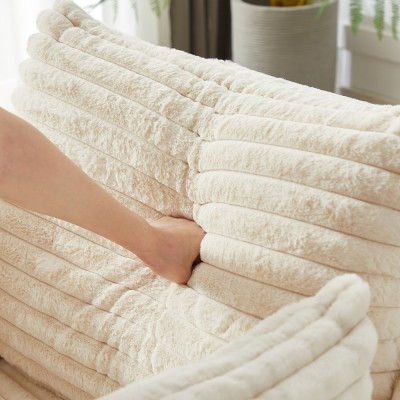 55-inch Fluffy Modern Round Single Sofa,No Assembly Required,Premium Corduroy & Chenille,Comfy Sleeper Chair for Living Room